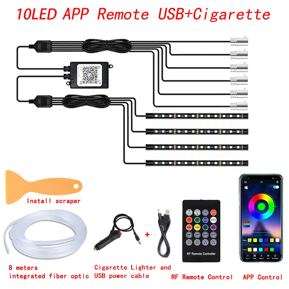 RGB LED Interior Car Strip Lights