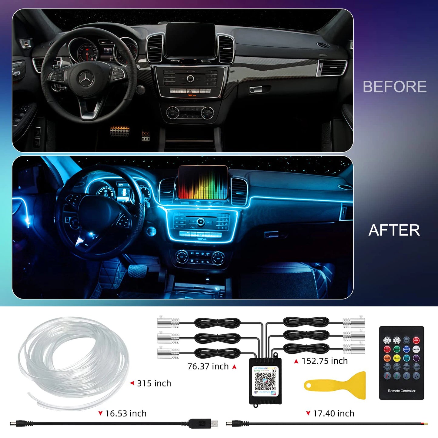 RGB LED Interior Car Strip Lights