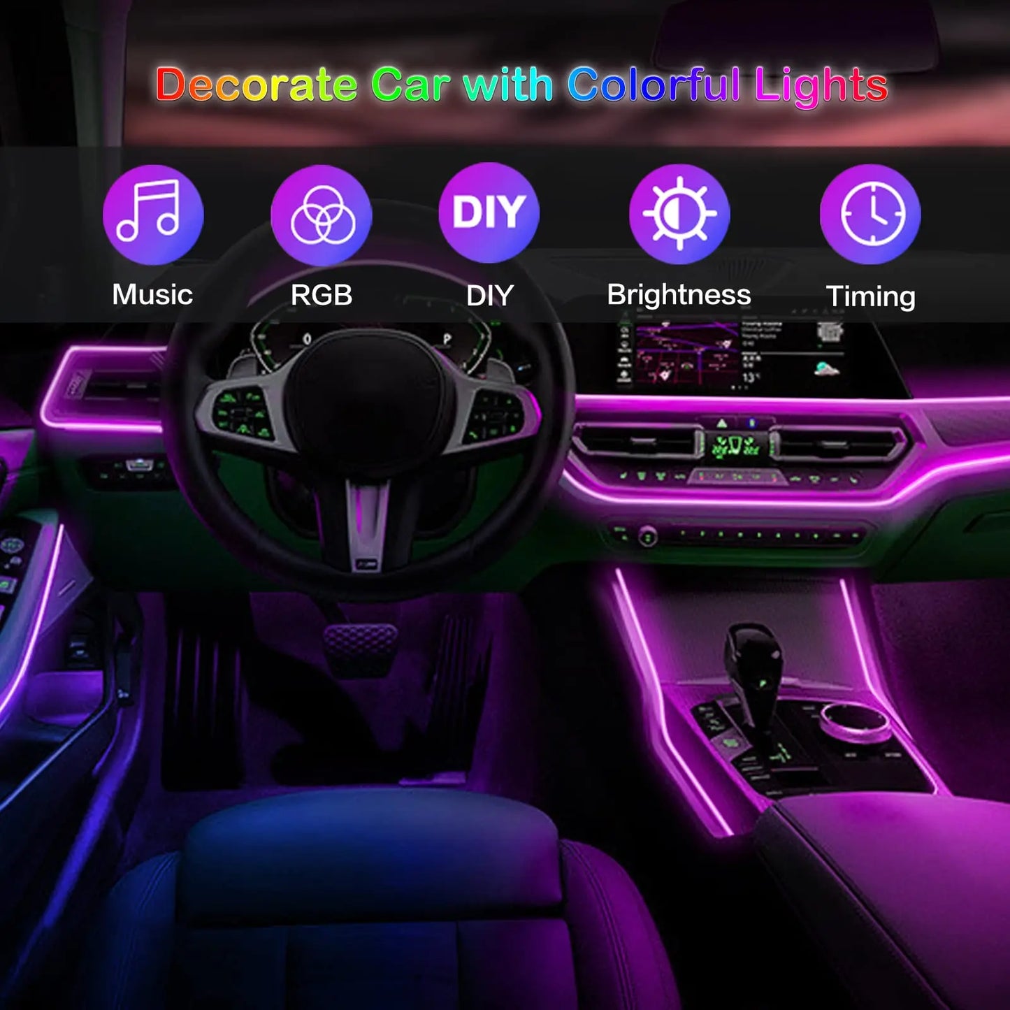 RGB LED Interior Car Strip Lights