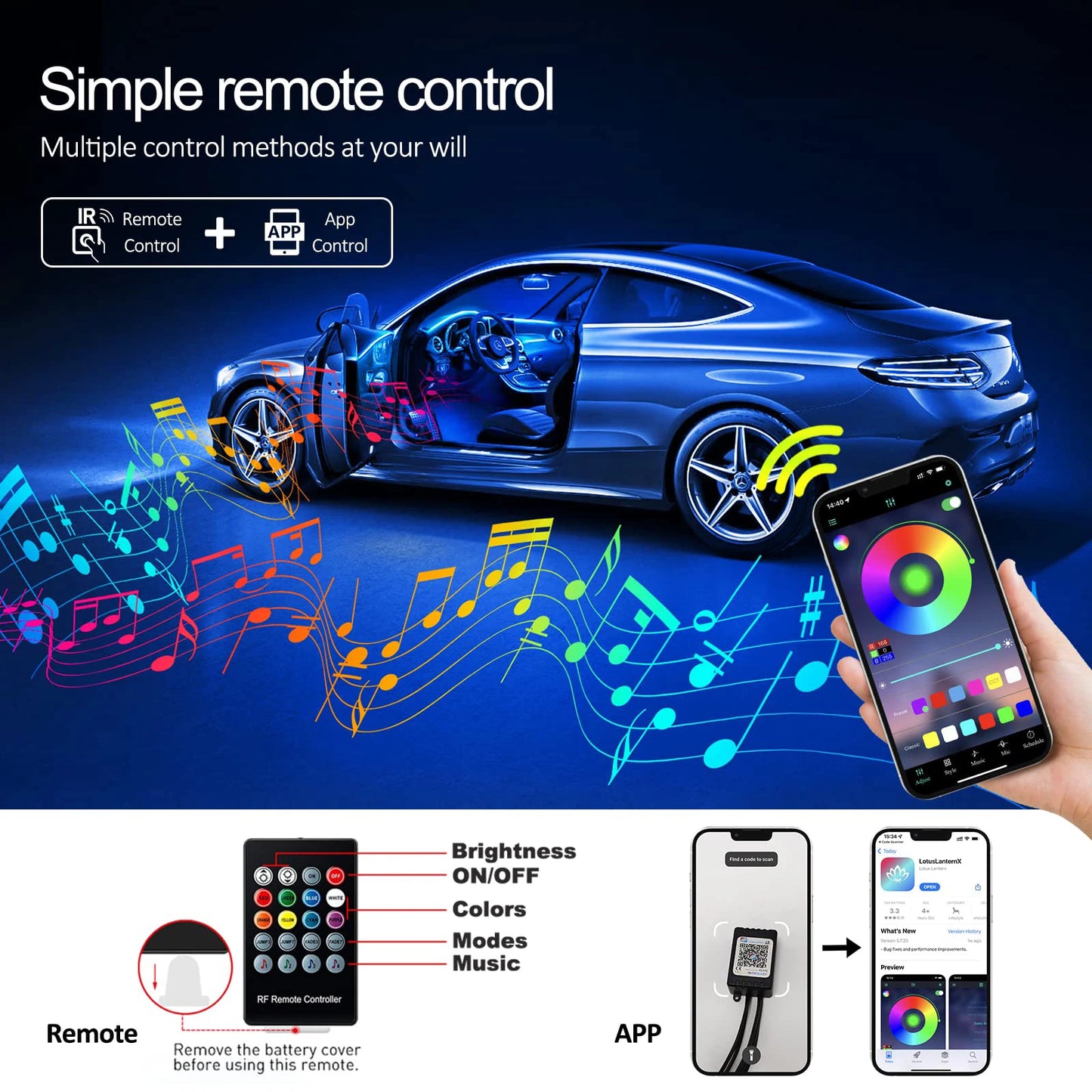 RGB LED Interior Car Strip Lights